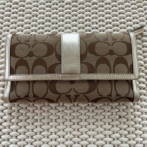 Coach Brown and Tan Signature Wallet